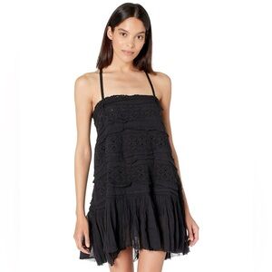 Free People Black Lace Mini Slip Dress